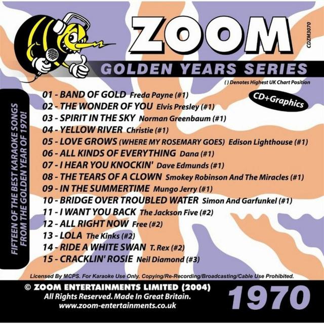 Album cover art for Zoom Karaoke Golden Years 1970