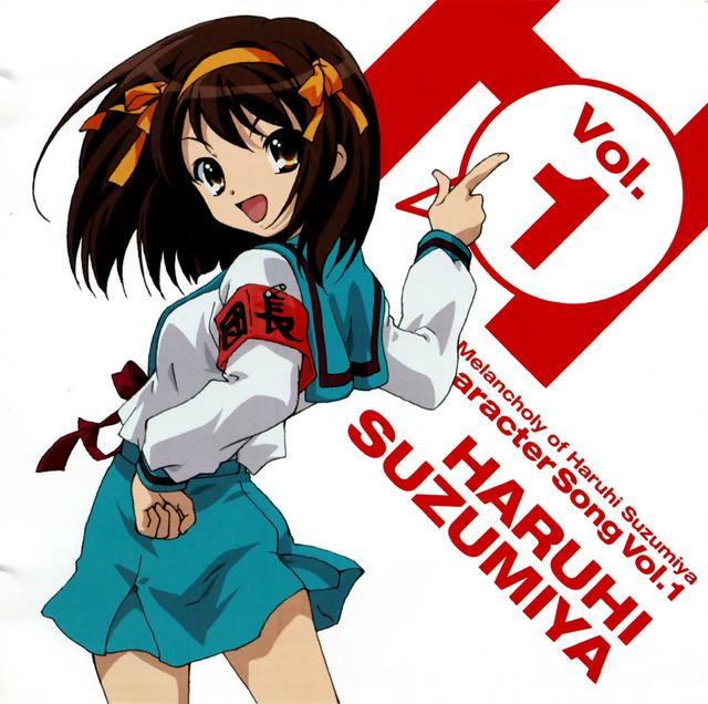 Album cover art for The Melancholy of Haruhi Suzumiya Character Song, Volume 1: Haruhi Suzumiya